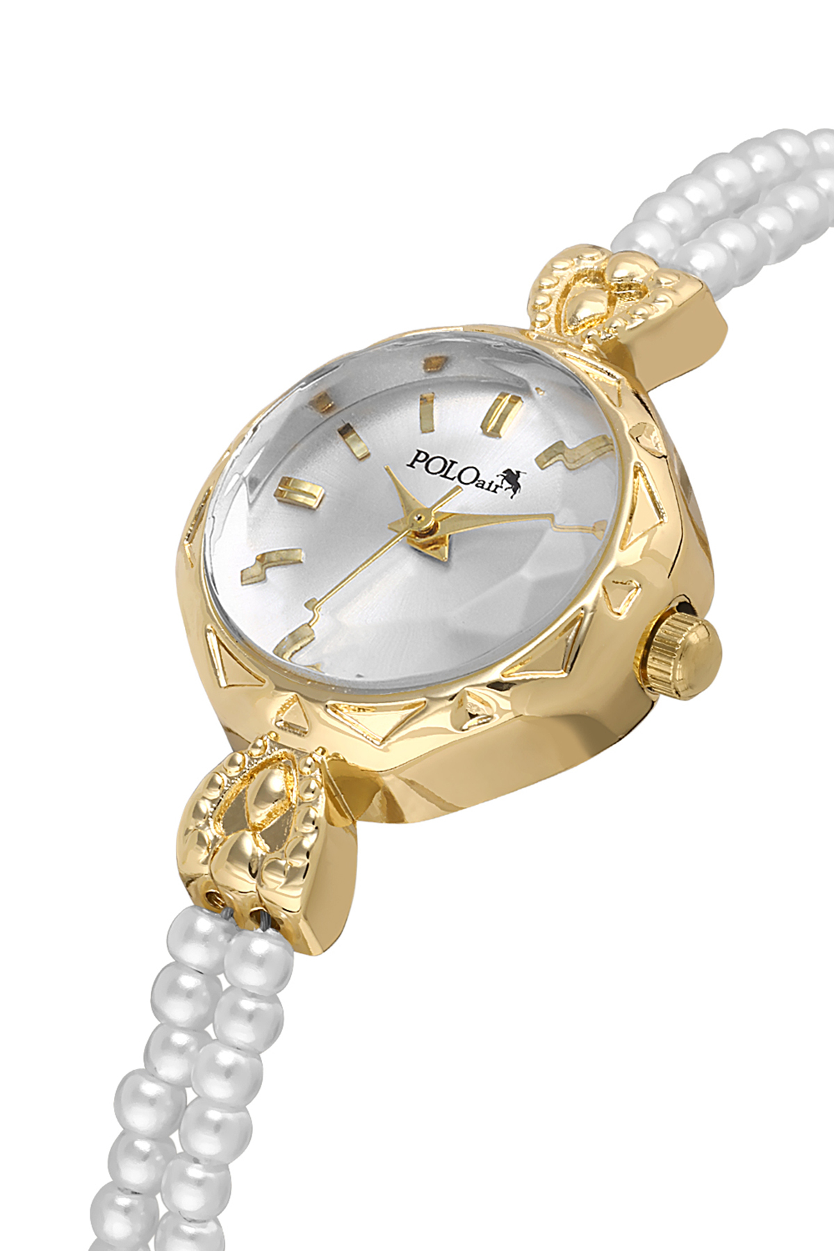 İki Inci Taşlı Görünümlü Kordon Kadın Kol Saati Dorika Bileklik Kombin Beyaz Gold Renk Pl-1531B1 Sarı Pl-1531B1