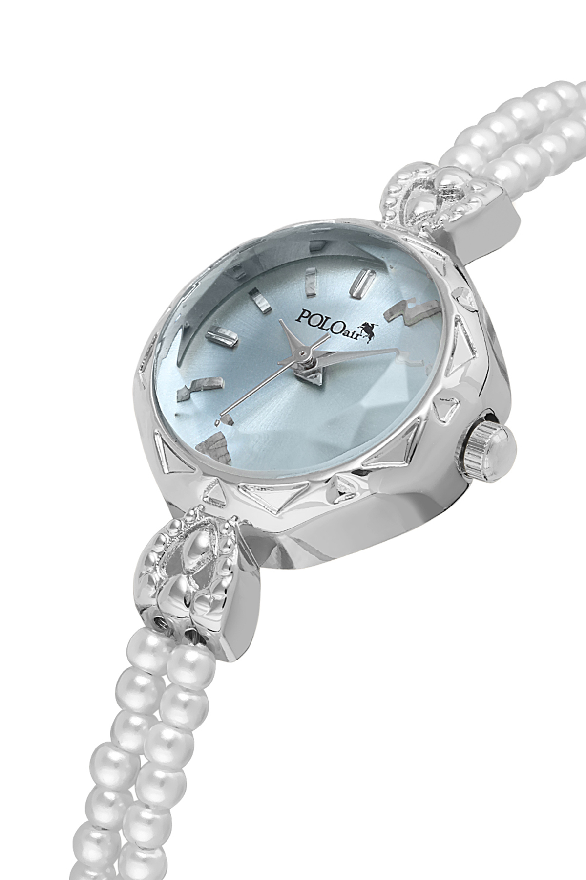 İki Inci Taşlı Görünümlü Kordon Kadın Kol Saati Dorika Bileklik Kombin Gümüş Mavi Renk Pl-1531B5 Mavi Pl-1531B5