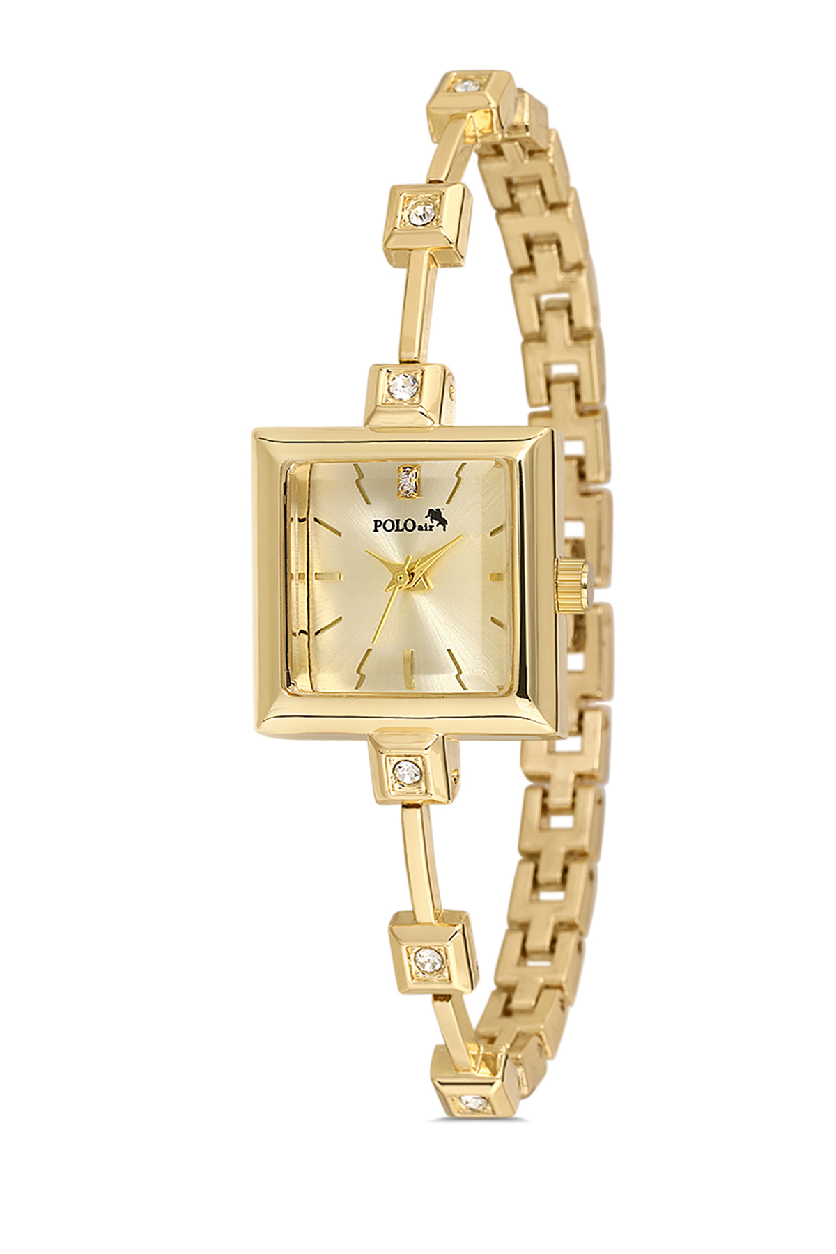 Kare Kasa Taşlı Kordon Kadın Kol Saati Zirkon Taşlı 5 Taş Bileklik Kombin Gold Renk Pl-1543B1 Gold Pl-1543B1