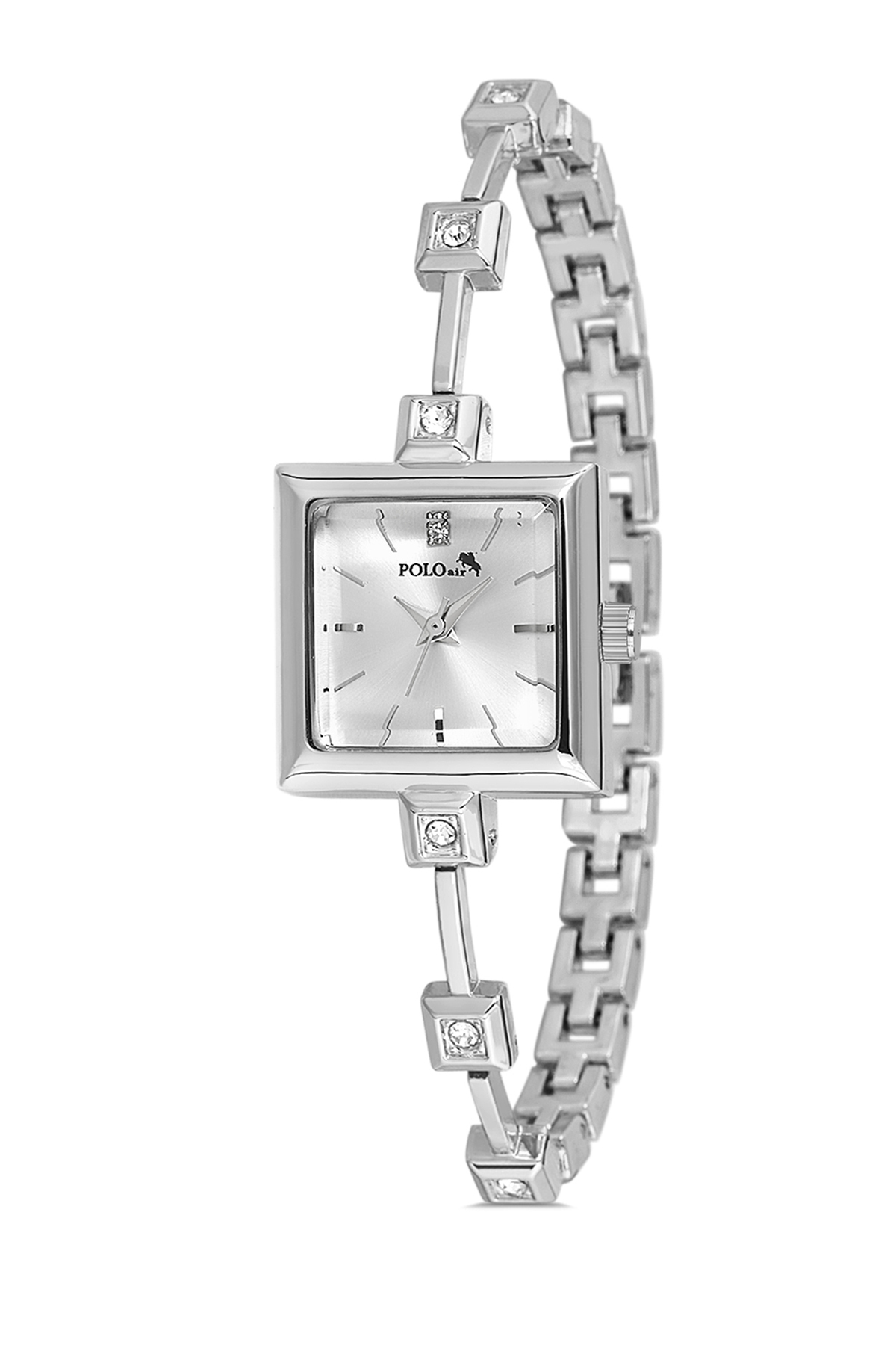 Kare Kasa Taşlı Kordon Kadın Kol Saati Zirkon Taşlı 5 Taş Bileklik Kombin Gümüş Renk Pl-1543B2 Gri Pl-1543B2