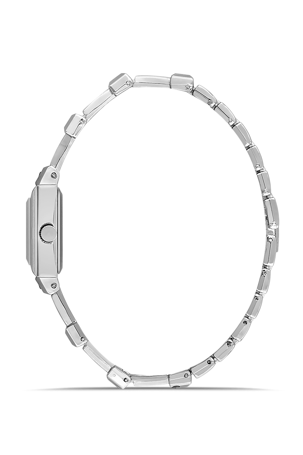 Kare Kasa Taşlı Kordon Kadın Kol Saati Zirkon Taşlı 5 Taş Bileklik Kombin Gümüş Renk Pl-1543B2 Gri Pl-1543B2