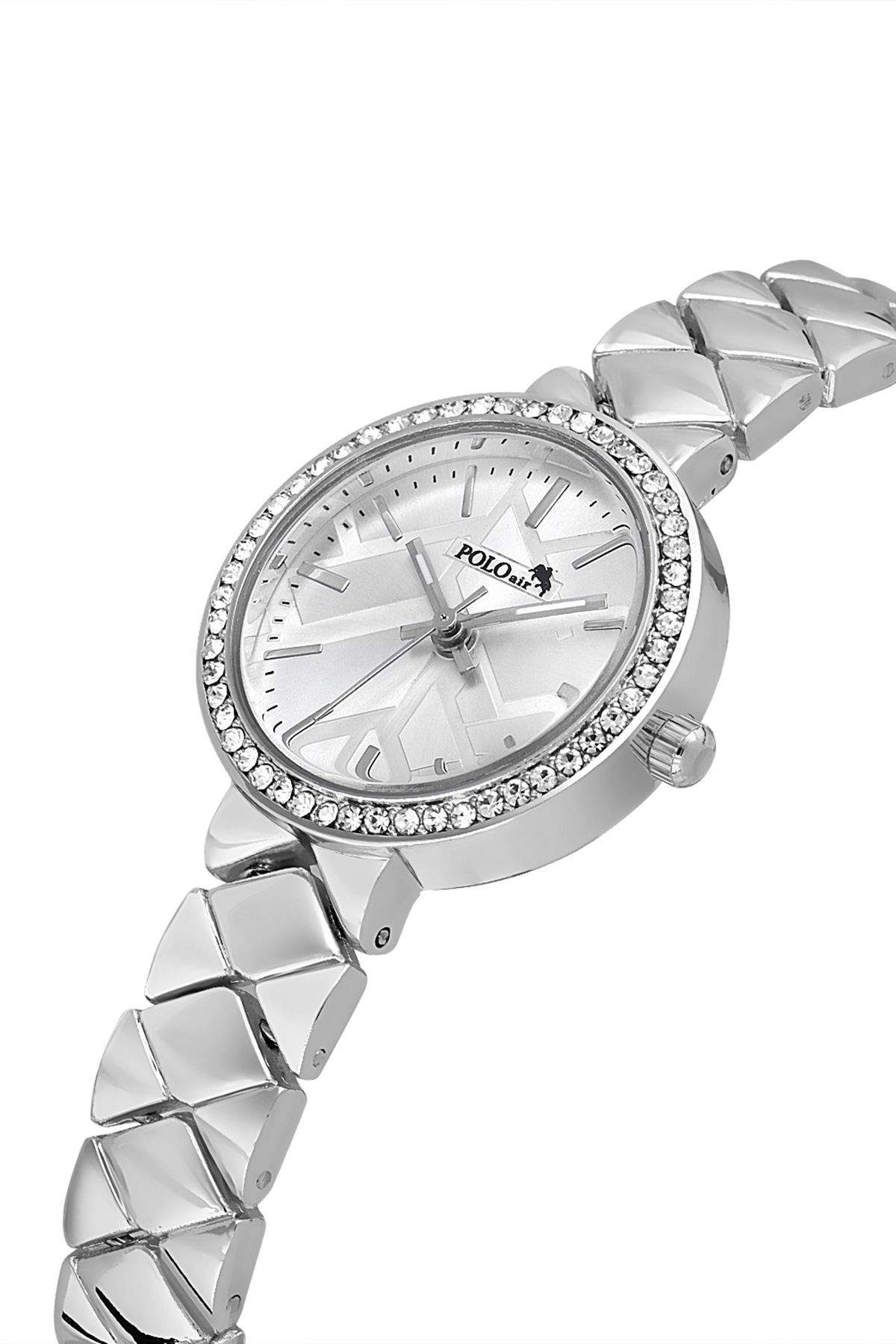 Lüx Taşlı Baklava Desen Kadın Kol Saati Dorika Bileklik Kombin Gümüş Renk Pl-1537B2 Gri Pl-1537B2