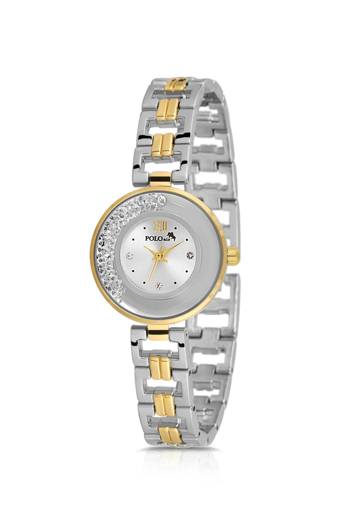 Lüx Taşlı Kadın Kol Saati Zirkon Taşlı Kartanesi Bileklik Kombin Gold Gümüş Renk Pl-1539B3 Çok Renkli Pl-1539B3