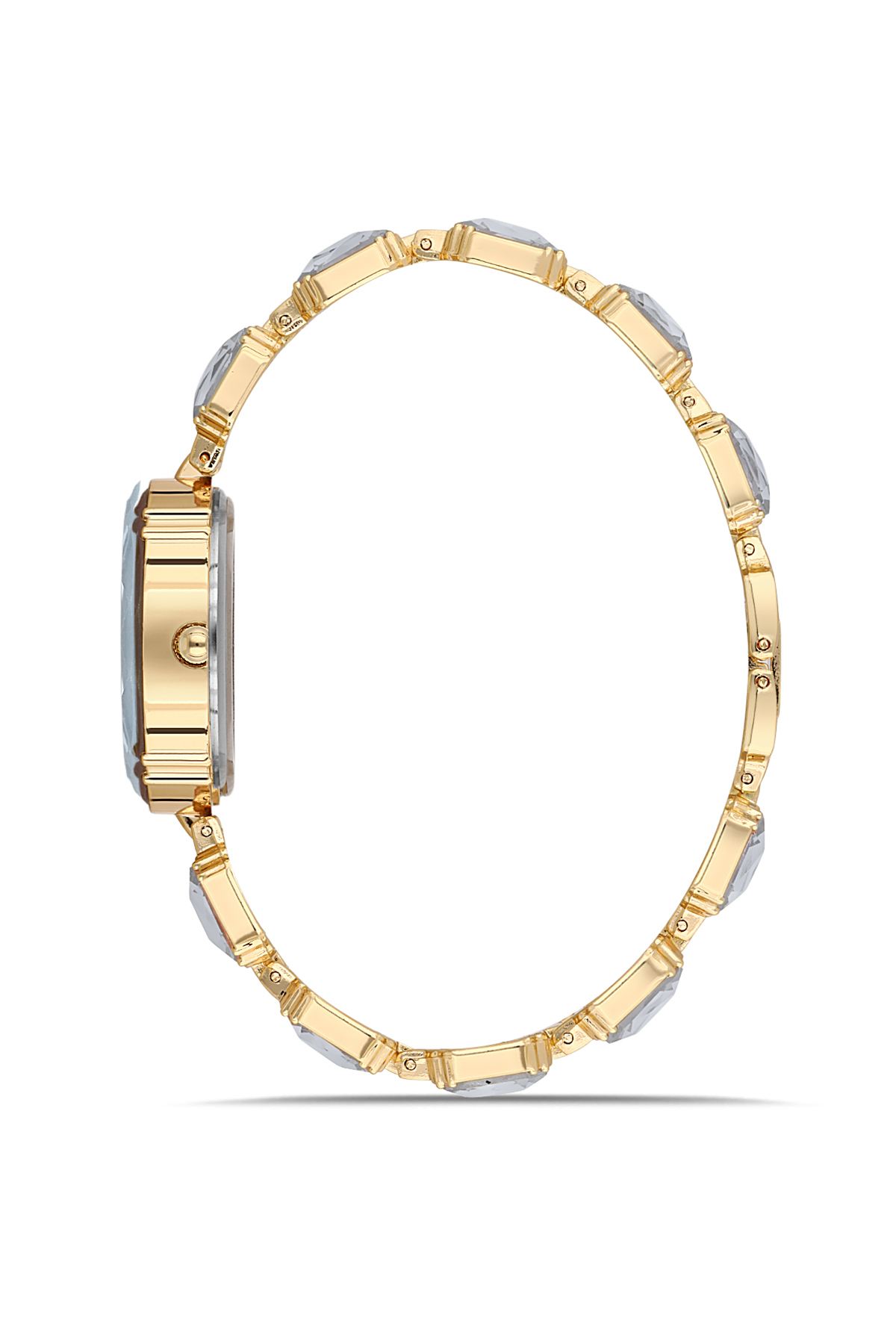 Lüx Taşlı Kordon Kadın Kol Saati Zirkon Taşlı Yuvarlak Bileklik Kombin Mavi Gold Renk Pl-1533B4 Mavi Pl-1533B4