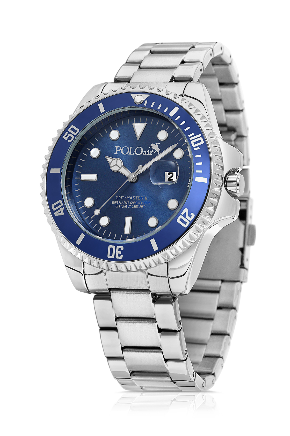 Mercek Takvimli Döner Kasa Erkek Kol Saati Gümüş Lacivert Renk Pl-0989E2X Lacivert-Gümüş Pl-0989E2X