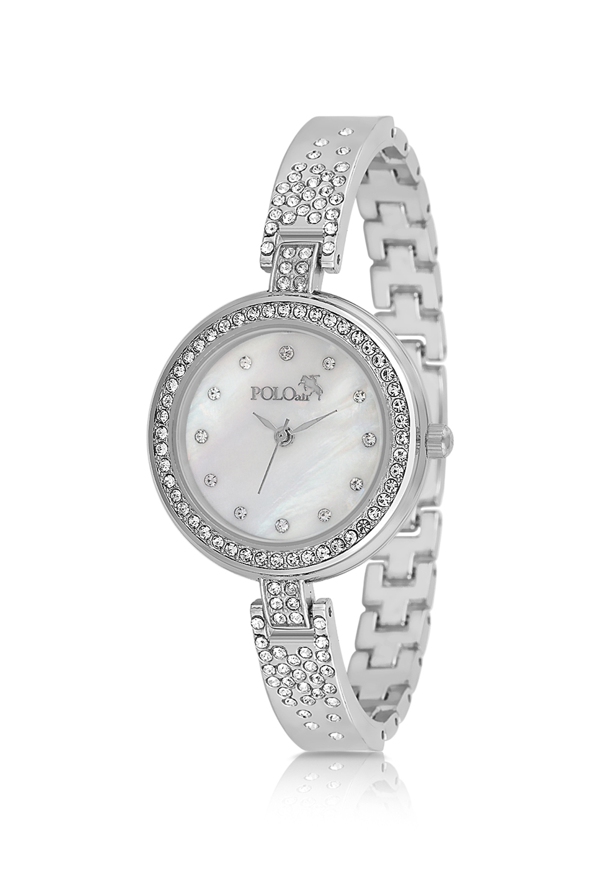 Retro Lüx Taşlı Kadın Kol Saati Zirkon Taşlı Nazar Bileklik Kombin Gümüş Renk Pl-1536B2 Gri Pl-1536B2