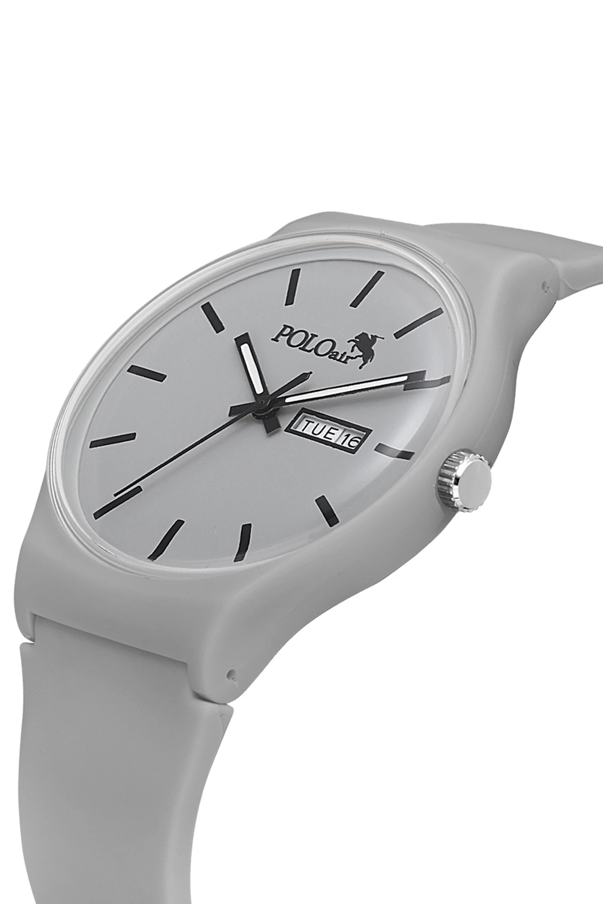 Spor Unisex Silikon Kordon Gün Ay Takvimli Kol Saati Gri Renk Pl-1555B3X Gri Pl-1555B3X