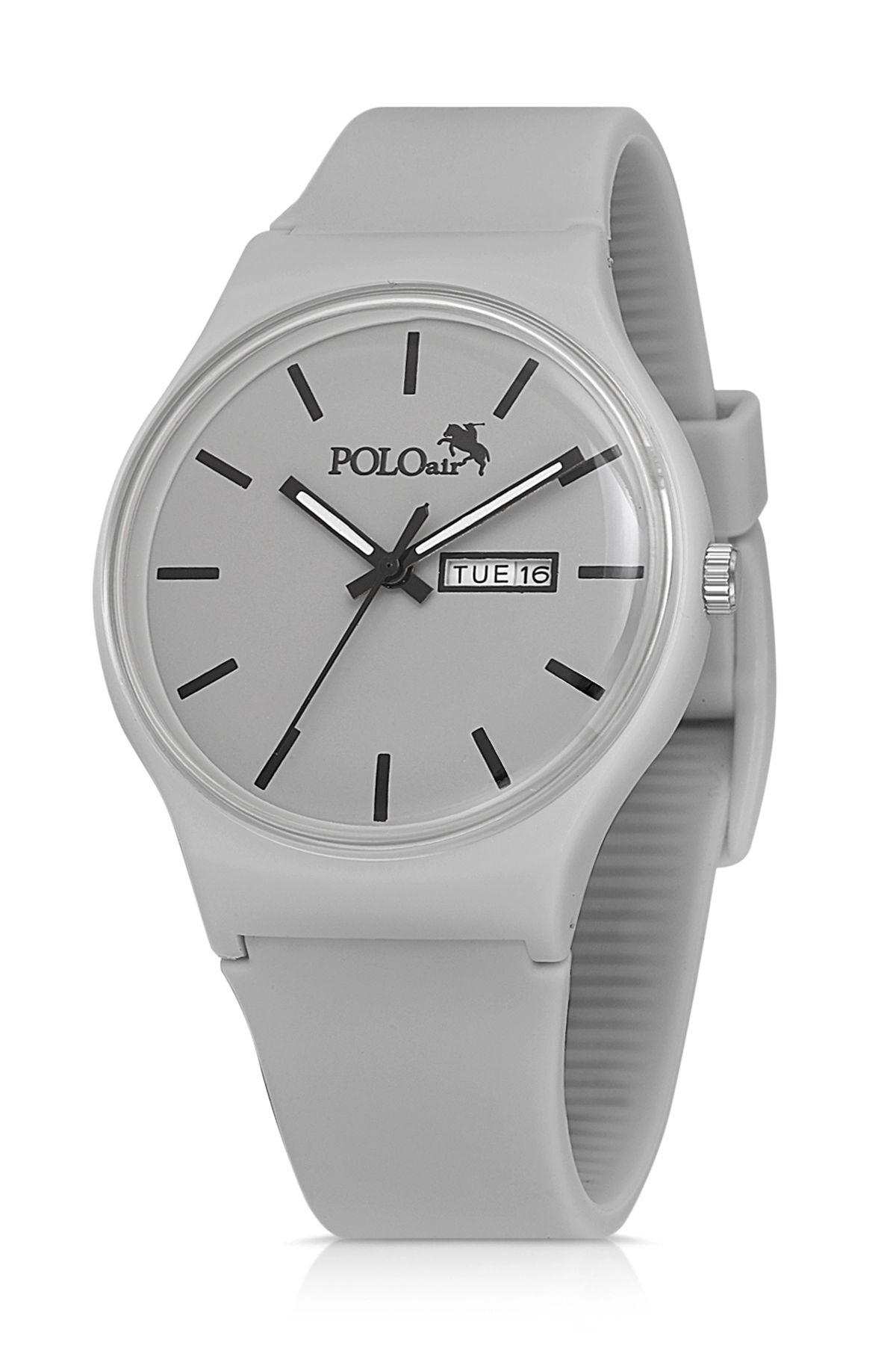 Spor Unisex Silikon Kordon Gün Ay Takvimli Kol Saati Gri Renk Pl-1555B3X Gri Pl-1555B3X
