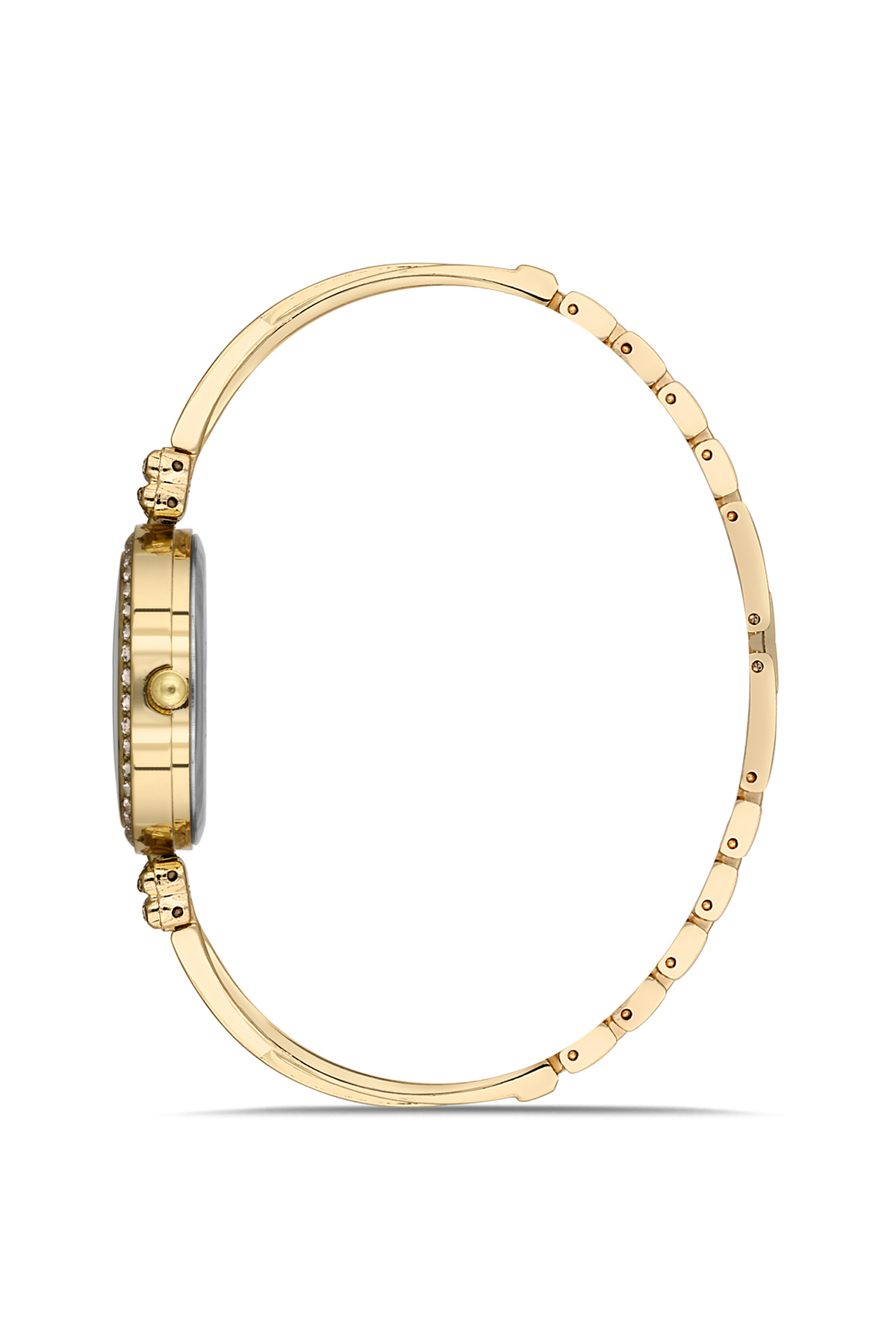 Vintage Kadın Kol Saati Zirkon Taşlı Yuvarlak Bileklik Kombin Gold Yeşil Renk Pl-1534B3 Yeşil Pl-1534B3