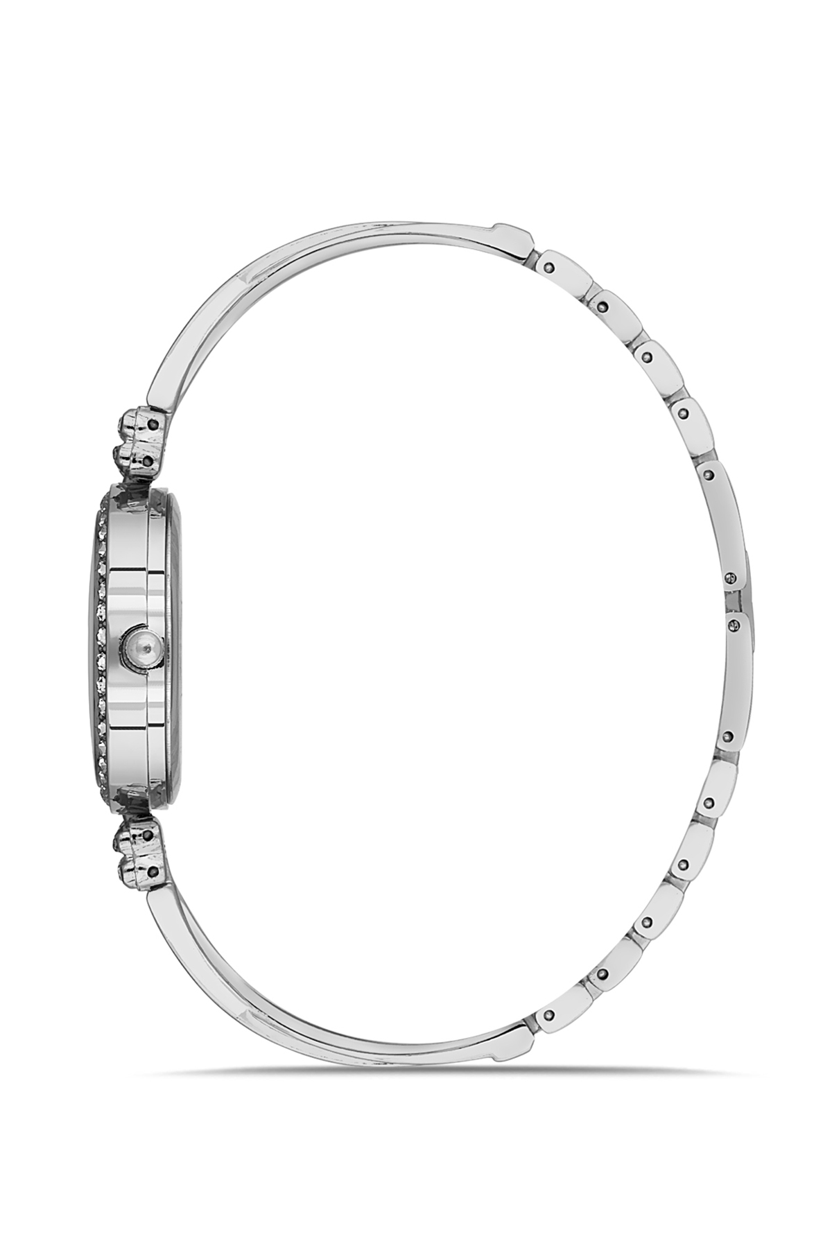 Vintage Kadın Kol Saati Zirkon Taşlı Yuvarlak Bileklik Kombin Gümüş Mavi Renk Pl-1534B5 Mavi Pl-1534B5