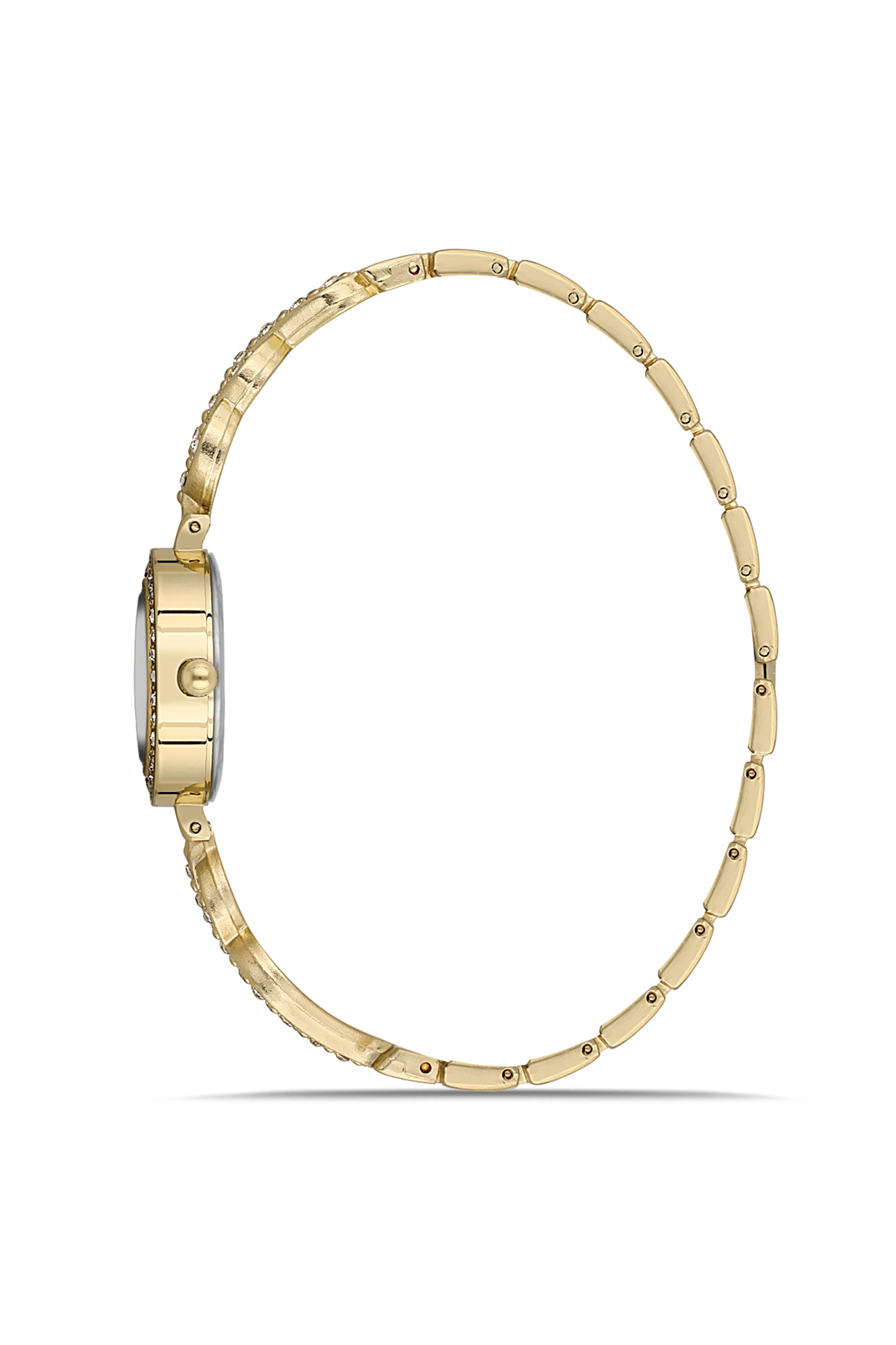 Zarif Vintage Kadın Kol Saati Zirkon Taşlı Yuvarlak Bileklik Kombin Gold Renk Pl-1538B1 Sarı Pl-1538B1