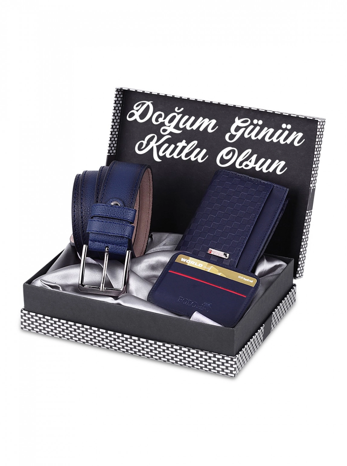Doğum Günün Kutlu Olsun  Kutulu Erkek Set Kemer Cüzdan Kartlık