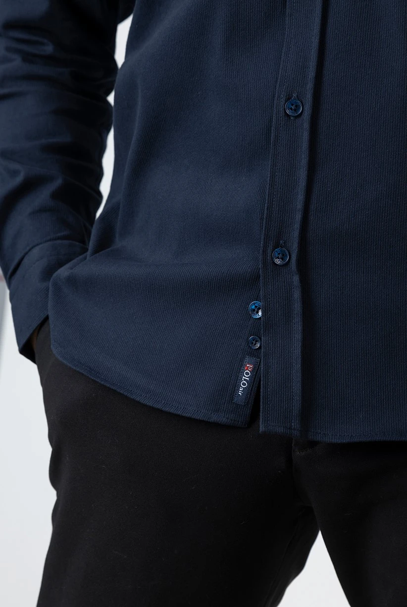 Erkek Gömlek Slimfit Likralı Kumaş Uzun Kol Pa-180 Lacivert Renk PA-180-LM
