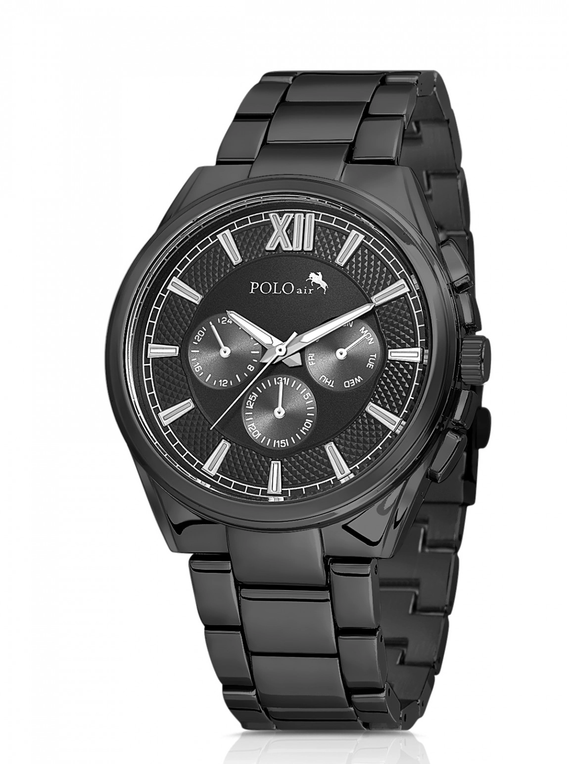 Erkek Kol Saati Kemer Otomatik Mekanizmalı Cüzdan Parfüm Seti Siyah Renk Pl-7083E1