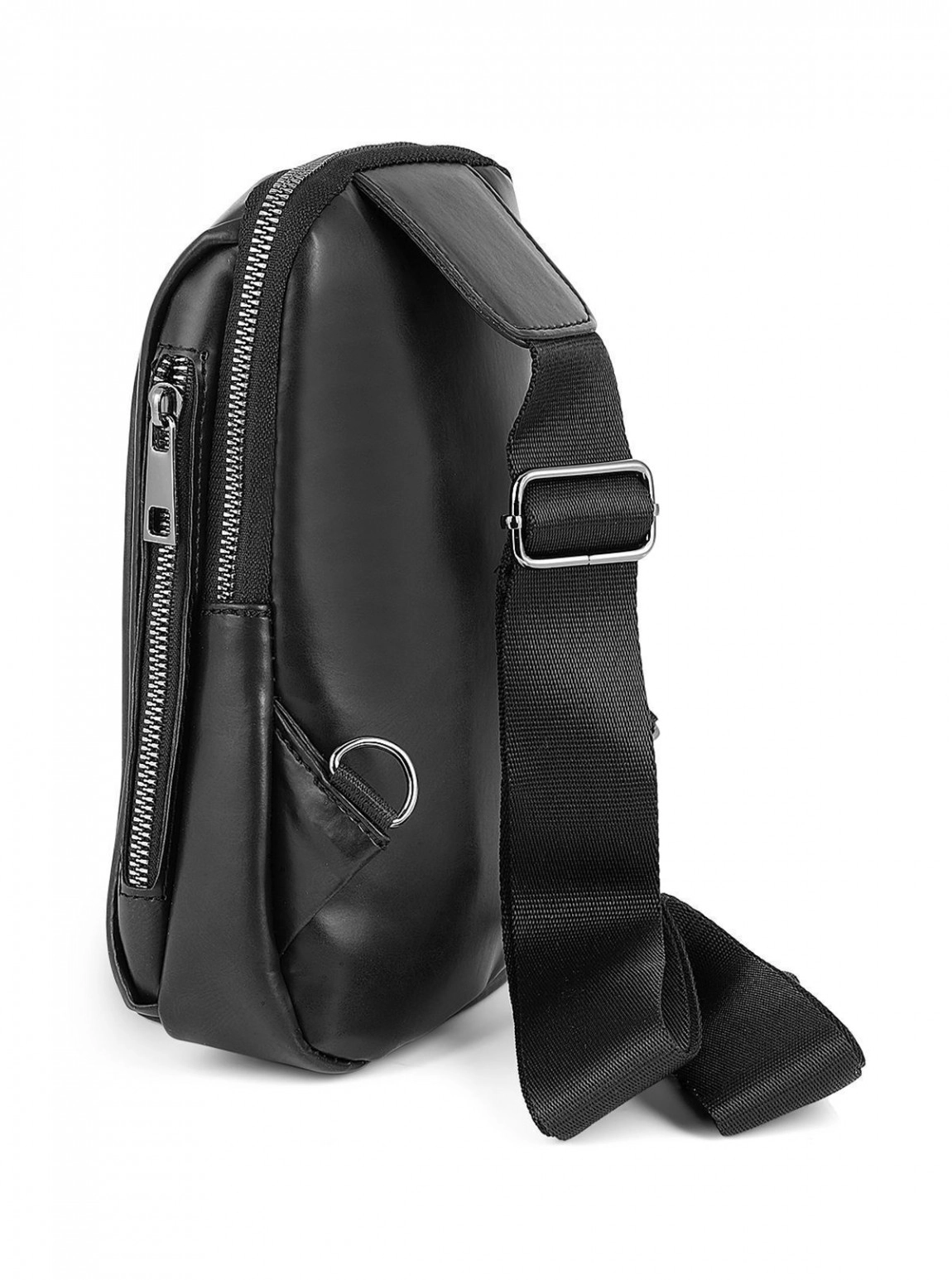 Erkek Omuz Çantası Çapraz Göğüs Ve Sırt Çantası Body Bag Siyah Vegan Deri Etn-72-S