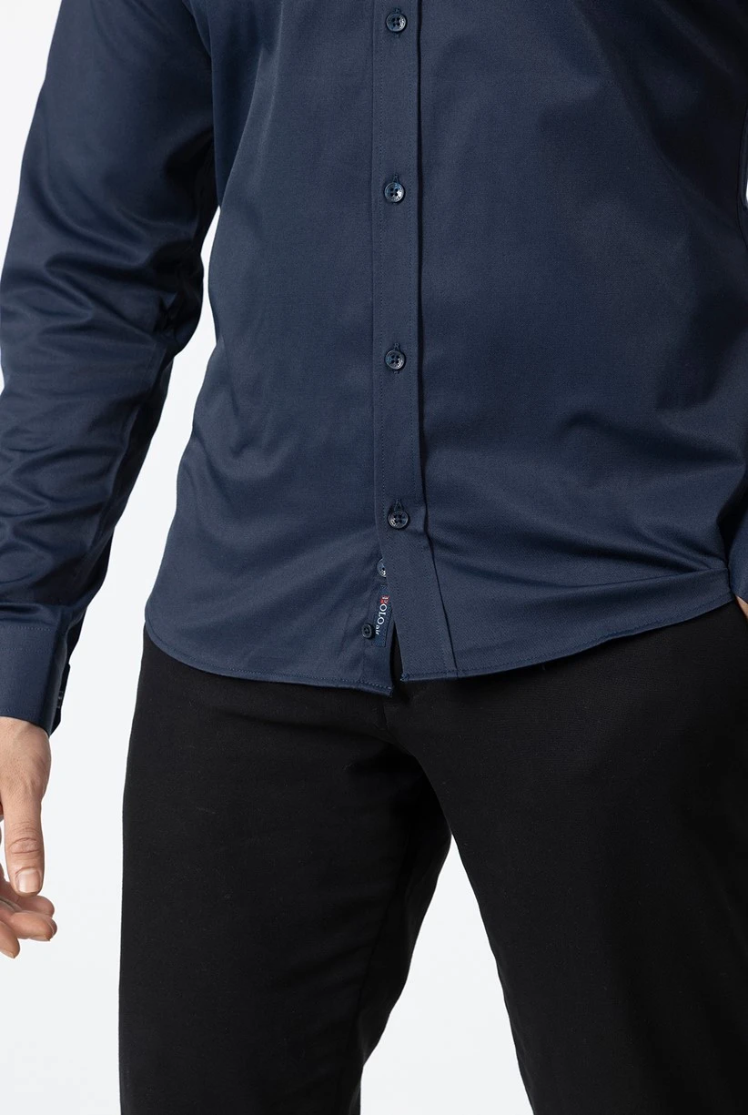 Erkek Uzun Kol Gömlek Slimfit Likralı Kumaş Pa-179 Lacivert Renk PA-179-LXL