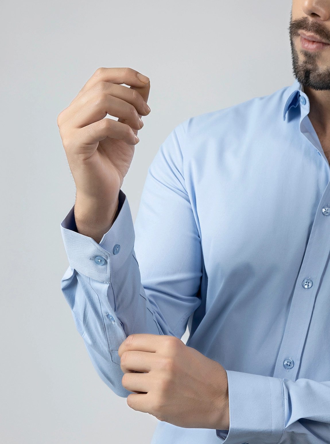 Erkek Uzun Kol Gömlek Slimfit Likralı Kumaş Pa-179 Mavi Renk