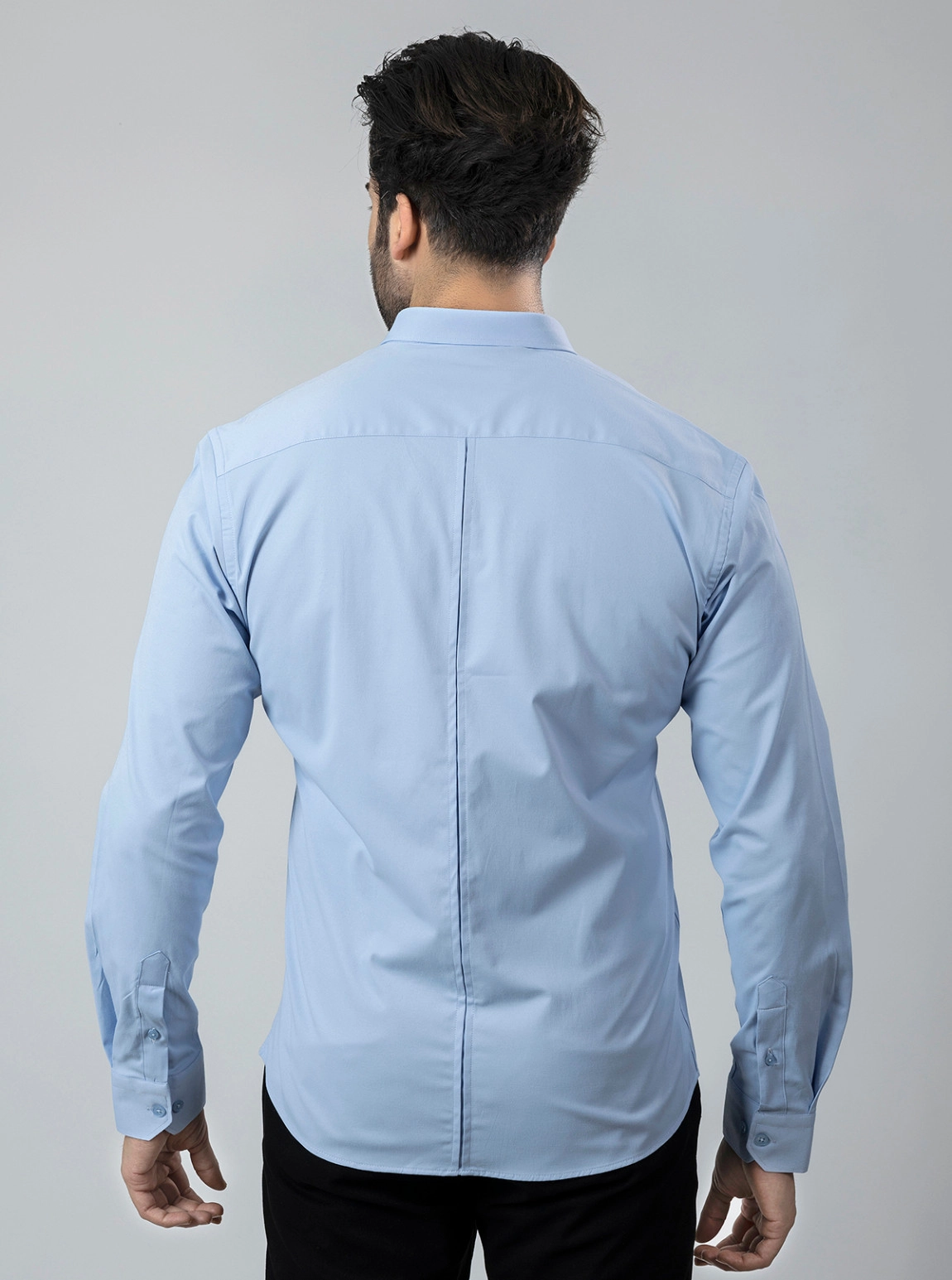 Erkek Uzun Kol Gömlek Slimfit Likralı Kumaş Pa-179 Mavi Renk