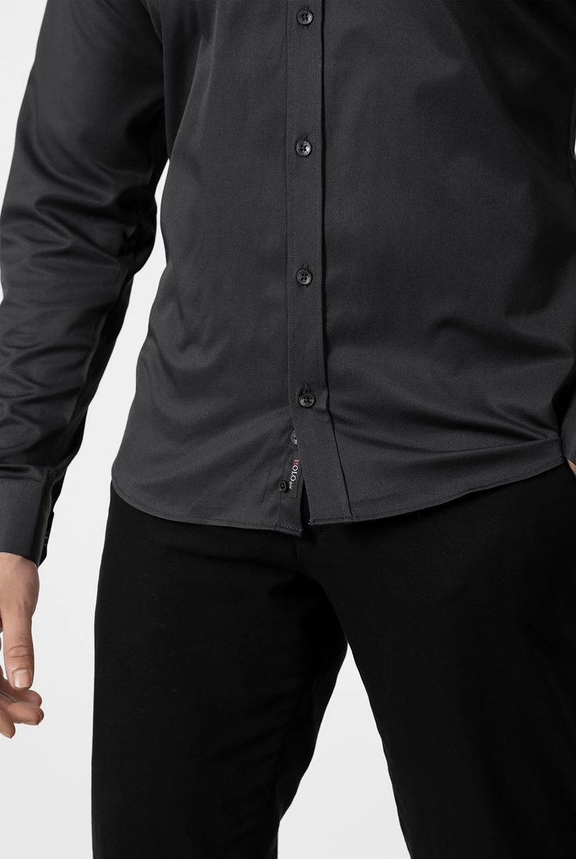 Erkek Uzun Kol Gömlek Slimfit Likralı Kumaş Pa-179 Siyah Renk PA-179-SM