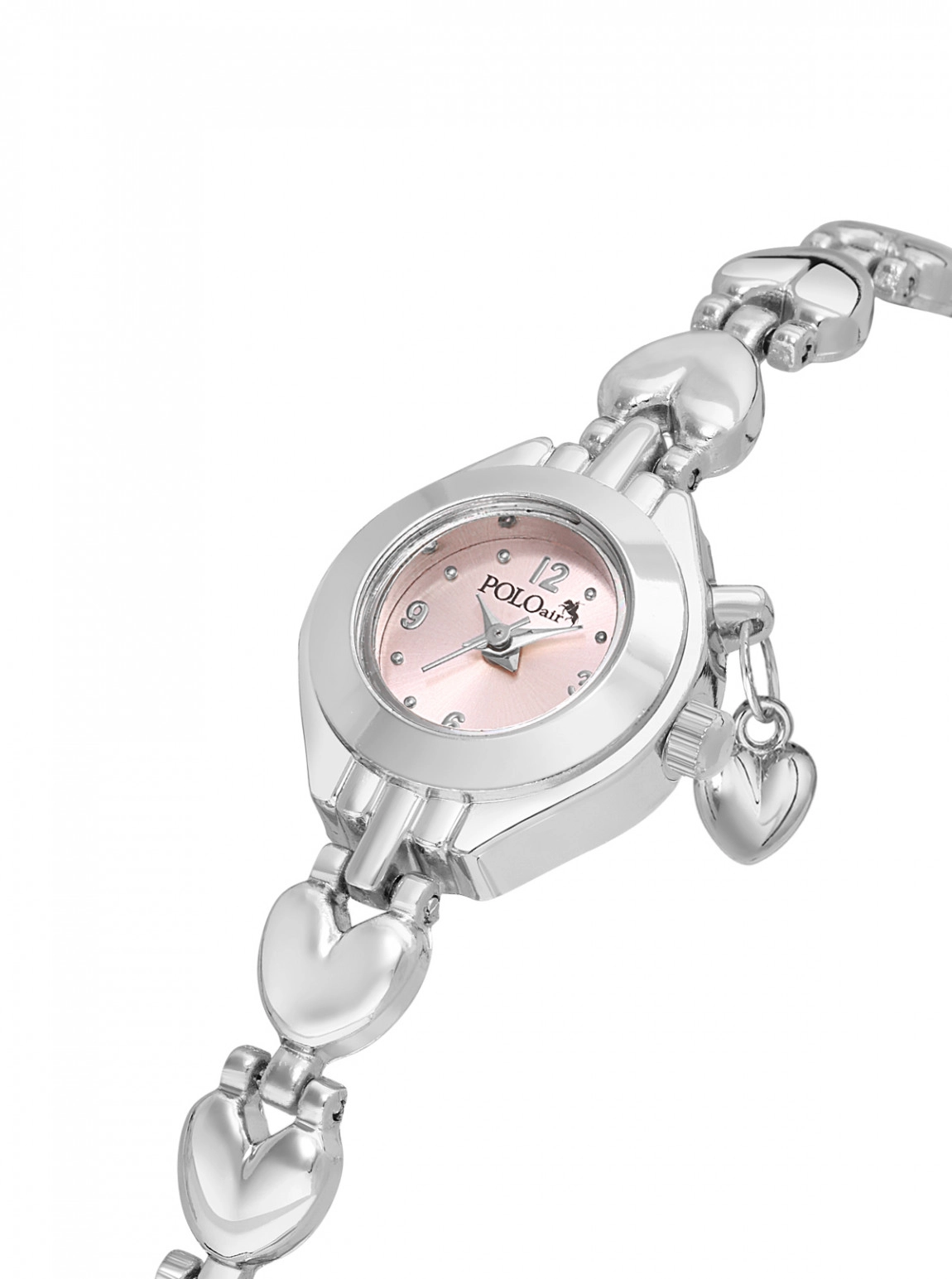 Kalp Charmlı Minik Kadın Kol Saati Gümüş Pembe Renk Pl-1602B4X