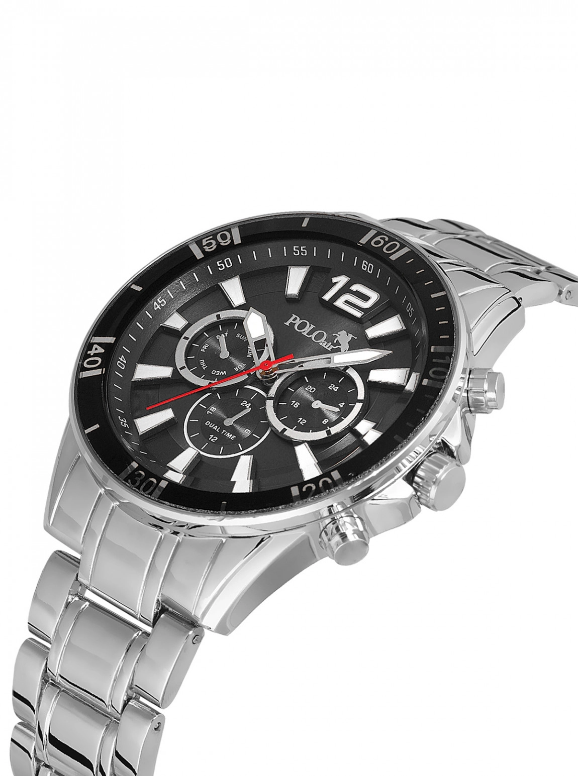 Lüx Metal Erkek Kol Saati Gümüş Siyah Renk Pl-0971E5X