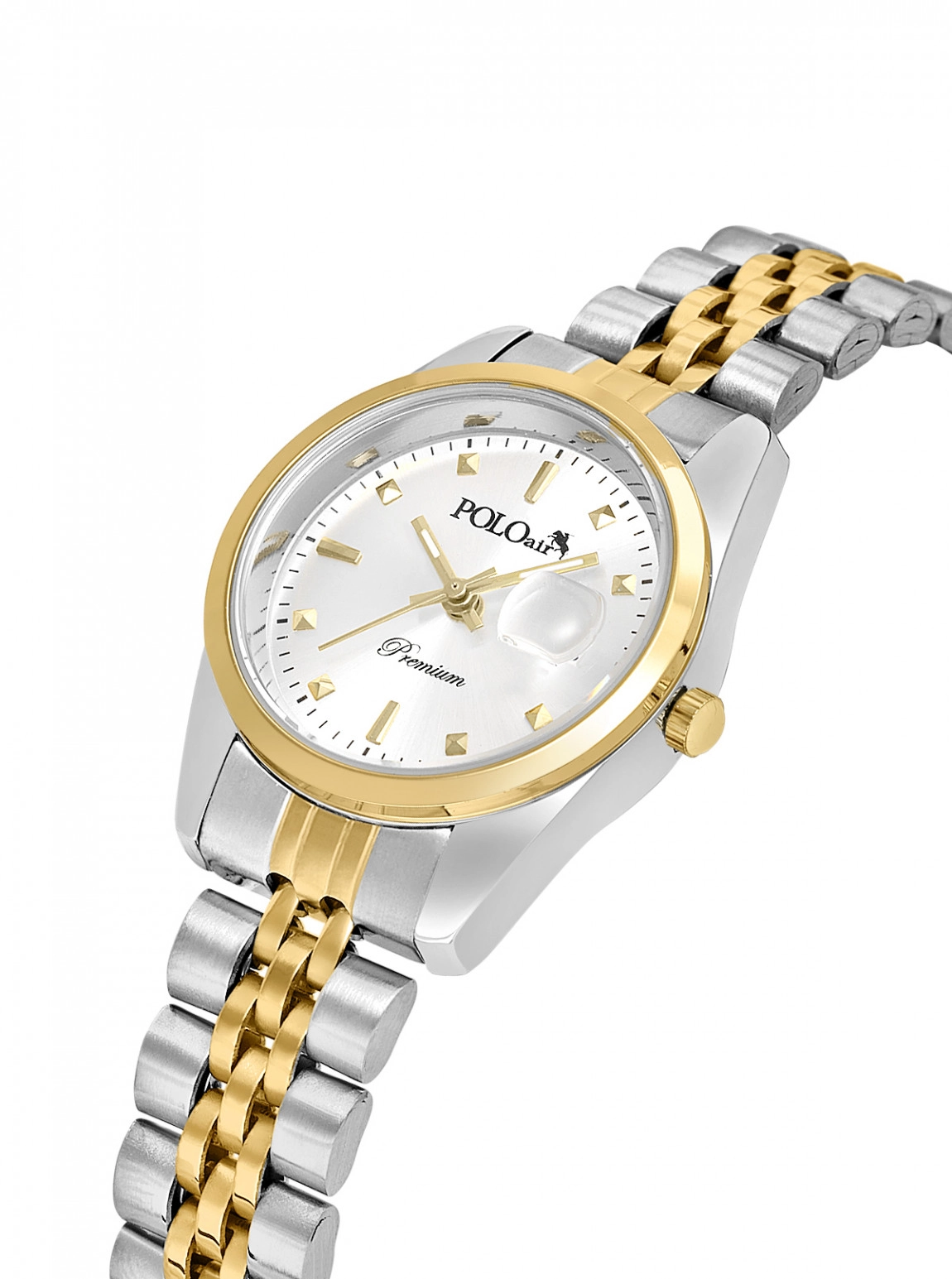 Mercek Takvimli Kadın Kol Saati Gold Gümüş Renk Pl-1611B3X