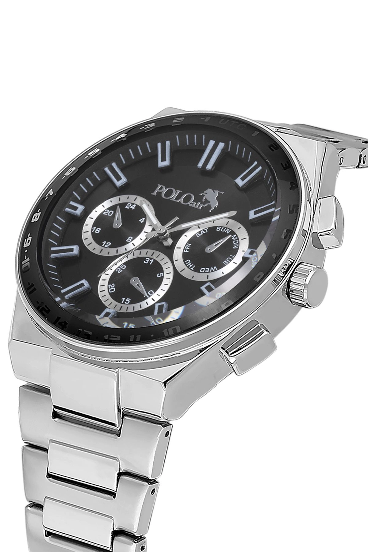 Metal Kasa Erkek Kol Saati Gümüş Siyah Renk Pl-0990E3X Siyah-Gümüş Pl-0990E3X