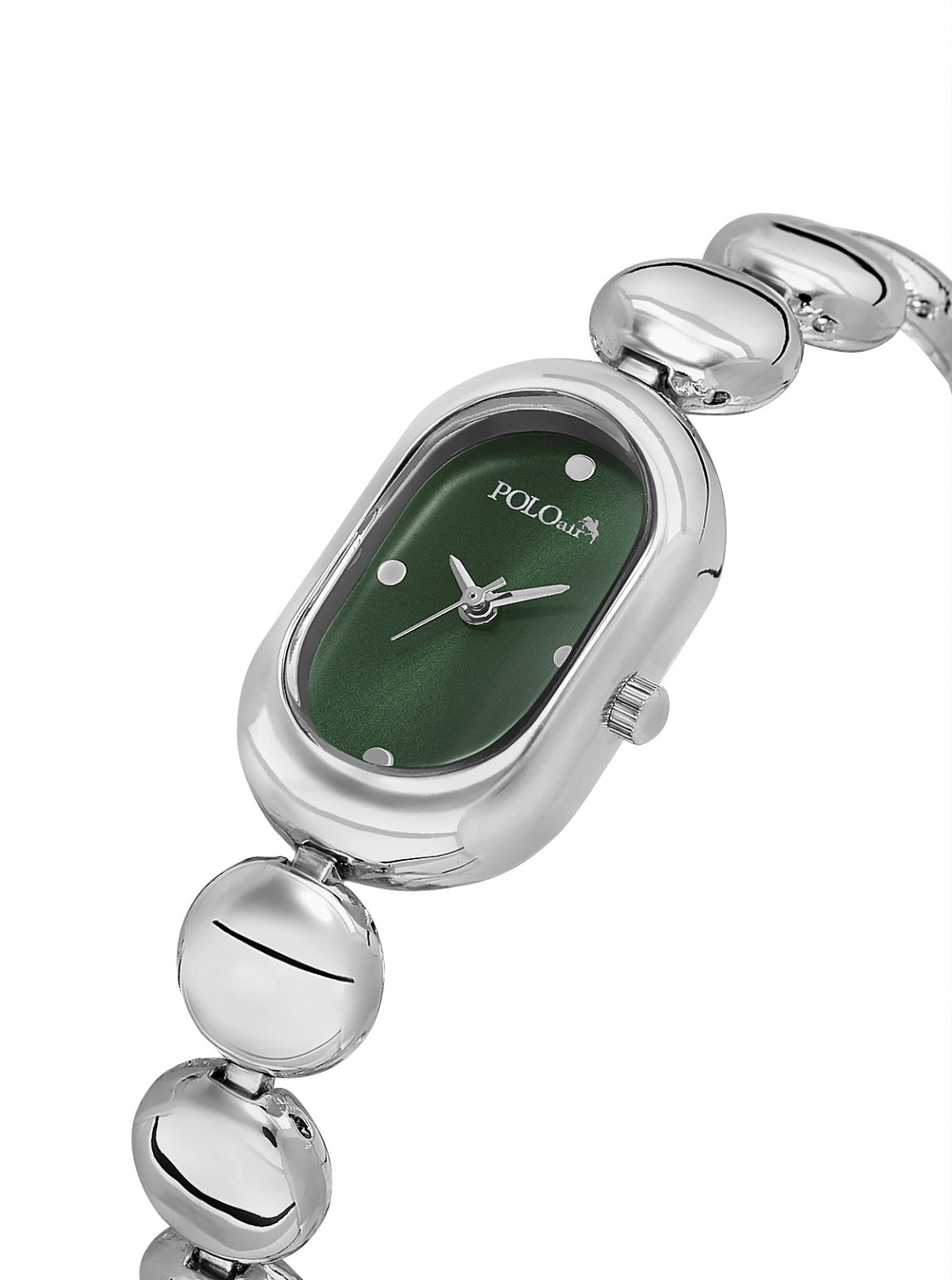 Oval Kasa Kadın Kol Saati Gümüş Yeşil Renk Pl-1596B3X