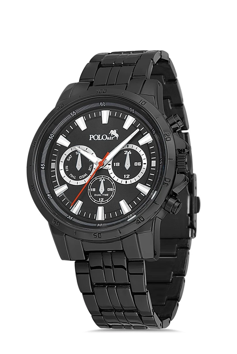 Polo Air Erkek Kol Saati Kemer Cüzdan Kartlık Çakmak Hediyelik Kutusunda Siyah Set PL-0702E1