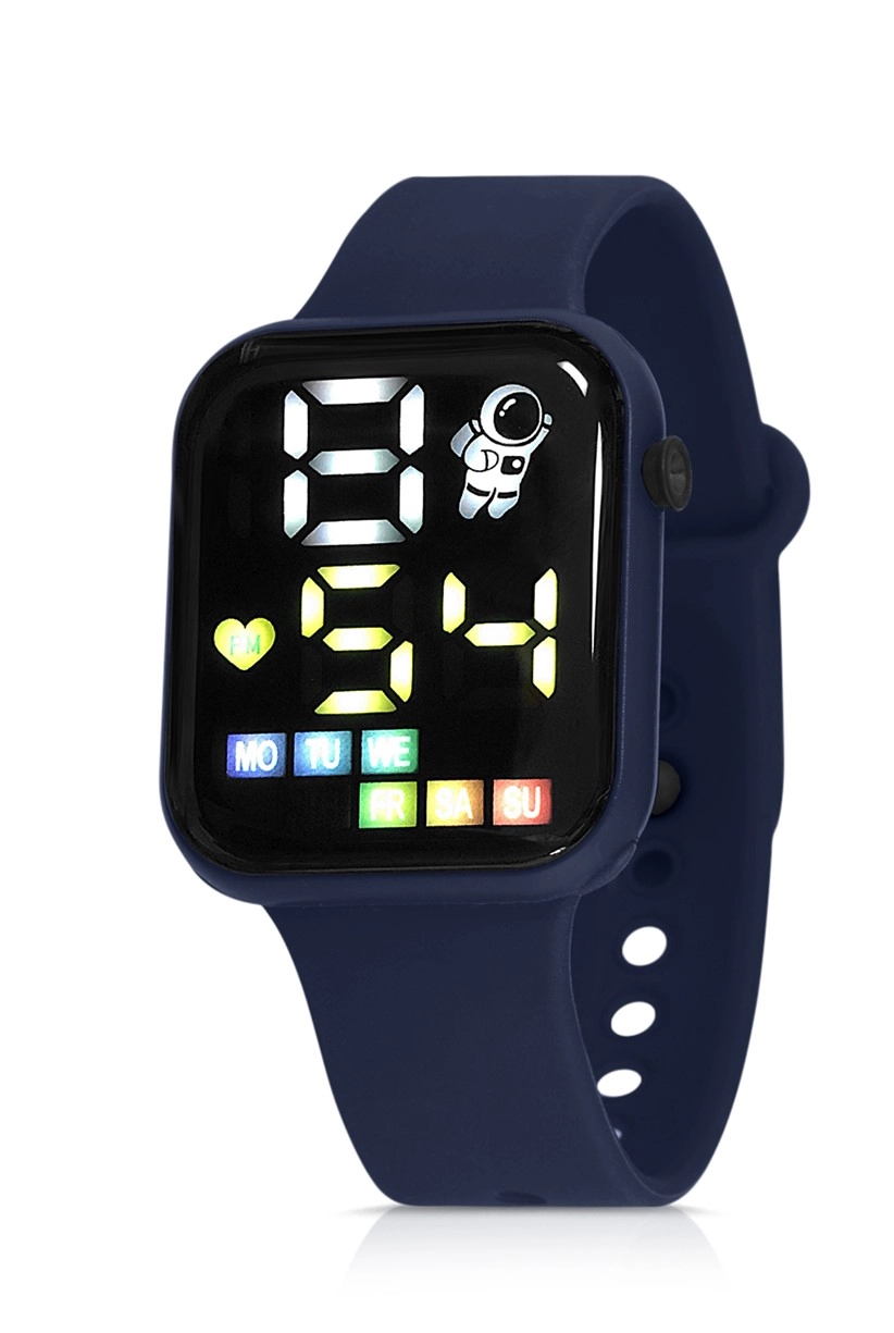 Polo Air Silikon Kordon Dijital Renkli Işıklı Unisex Kol Saati Lacivert Renk PL-1460B6