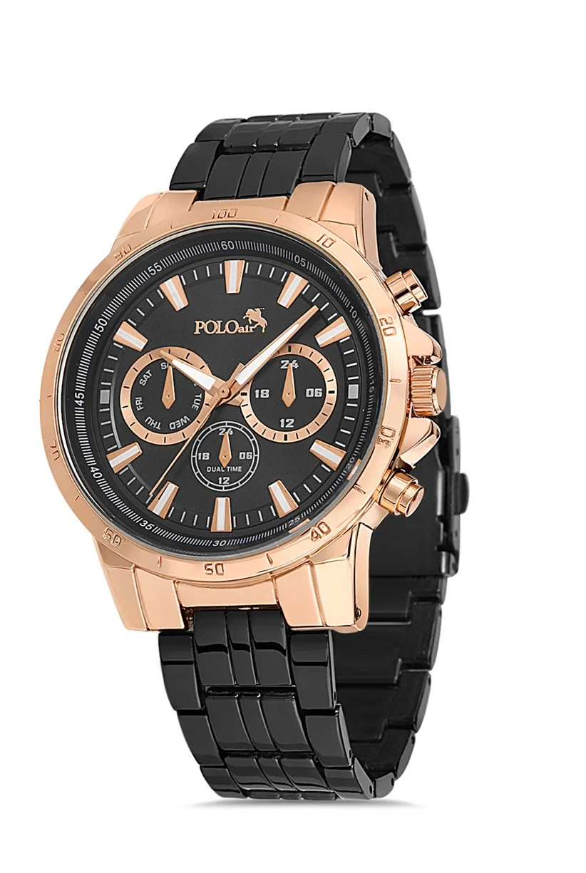 Polo Air Spor Kasa Erkek Kol Saati Siyah-Bakır Renk PL-0702E2x