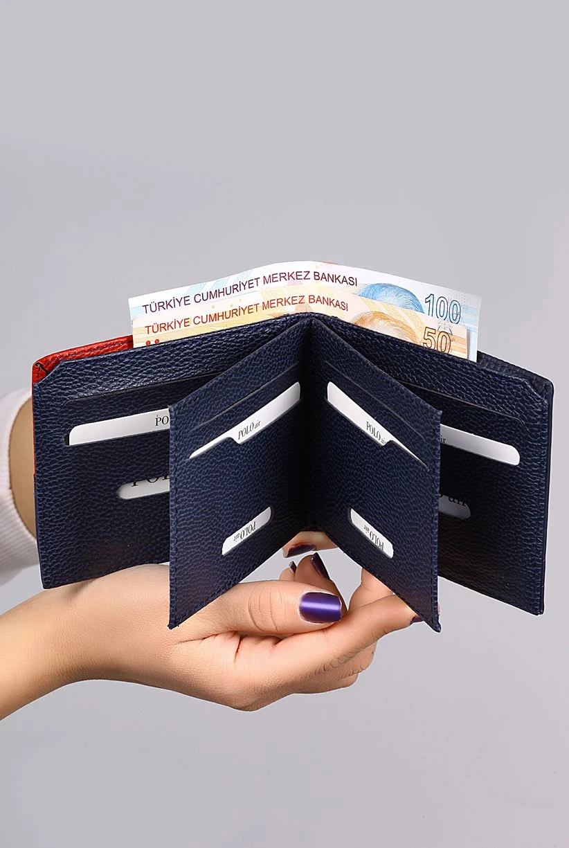 Polo Air Su Yolu Desen Cüzdan Kartlık Kemer Parfüm Seti Lacivert PM-15-L