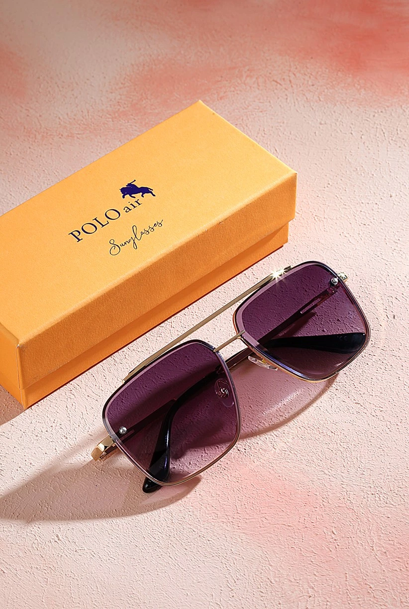 Polo Air Unisex Kristal Uv 400 Korumalı Güneş Gözlüğü Mor-Sarı PLG-2070C4