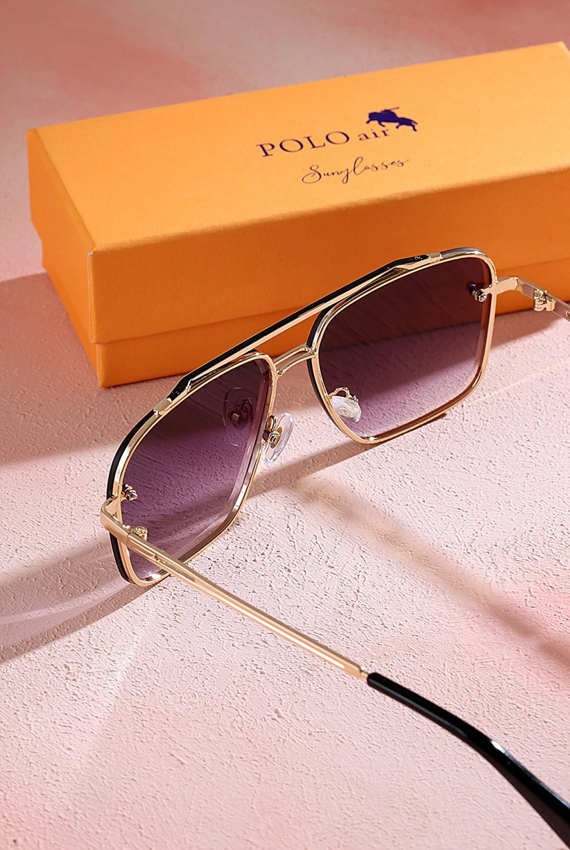 Polo Air Unisex Kristal Uv 400 Korumalı Güneş Gözlüğü Mor-Sarı PLG-2070C4