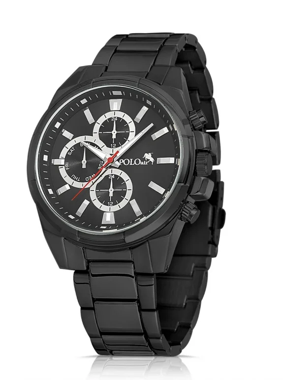 Cüzdan Kartlık Kemer Saat Anahtarlık Set Siyah Renk PL-0779E1