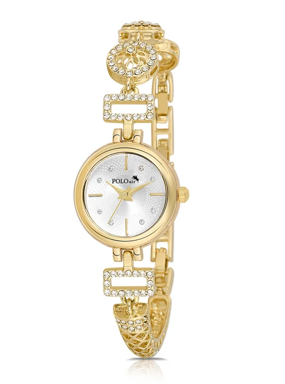 Desen Lüx Taşlı Kadın Kol Yıldız Bileklik Kombin Saati Gold Renk Pl-1580B1 Altın Pl-1580B1