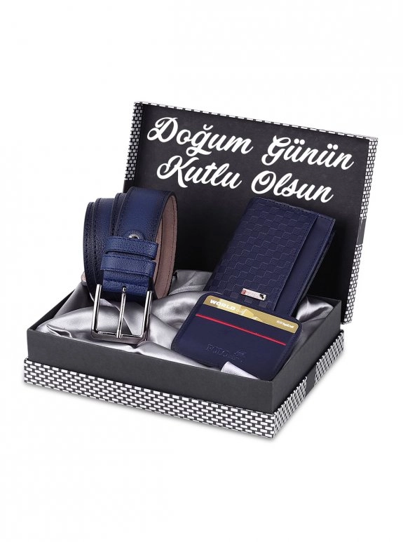 Doğum Günün Kutlu Olsun  Kutulu Erkek Set Kemer Cüzdan Kartlık