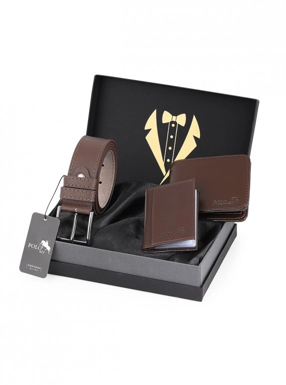 Erkek Damat Bohçası Kutulu 3'Lü Kemer, Cüzdan Ve Kartlık Klasik Model Set