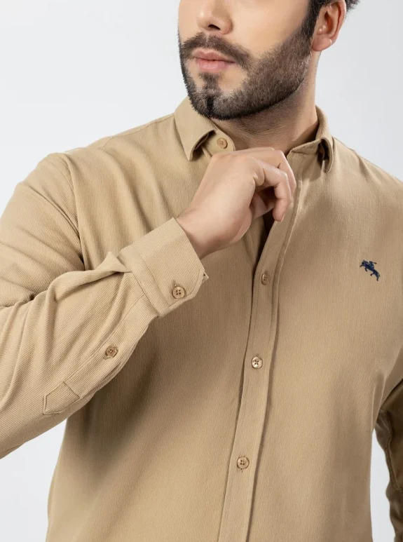 Erkek Gömlek Slimfit Likralı Kumaş Uzun Kol Pa-180 Camel Renk PA-180-TS