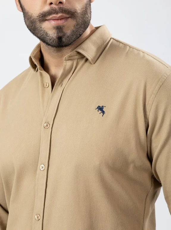 Erkek Gömlek Slimfit Likralı Kumaş Uzun Kol Pa-180 Camel Renk PA-180-TS