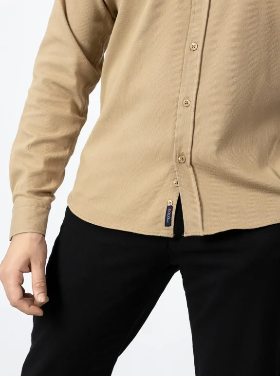 Erkek Gömlek Slimfit Likralı Kumaş Uzun Kol Pa-180 Camel Renk PA-180-TS