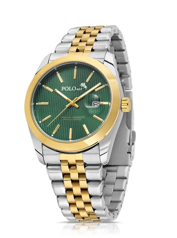 Erkek Kol Saati Cüzdan Kemer Kartlık Çakmak El Çanta Kombin Set Gold Gümüş Yeşil Renk Pl-7082E8 Yeşil Pl-7082E8