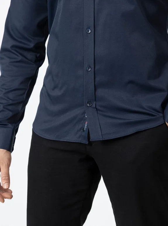Erkek Uzun Kol Gömlek Slimfit Likralı Kumaş Pa-179 Lacivert Renk PA-179-LXL