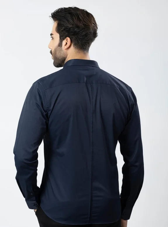 Erkek Uzun Kol Gömlek Slimfit Likralı Kumaş Pa-179 Lacivert Renk PA-179-LXL