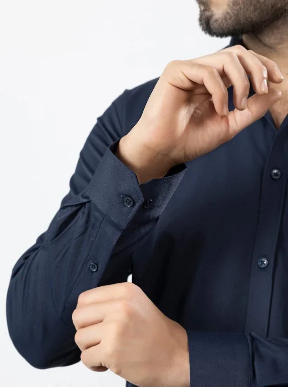 Erkek Uzun Kol Gömlek Slimfit Likralı Kumaş Pa-179 Lacivert Renk PA-179-LXL