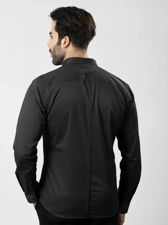 Erkek Uzun Kol Gömlek Slimfit Likralı Kumaş Pa-179 Siyah Renk PA-179-SM