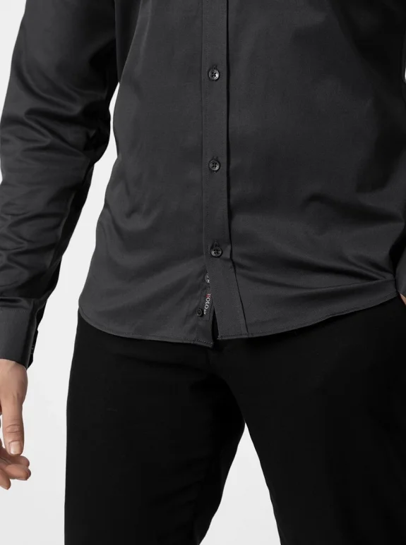 Erkek Uzun Kol Gömlek Slimfit Likralı Kumaş Pa-179 Siyah Renk PA-179-SS