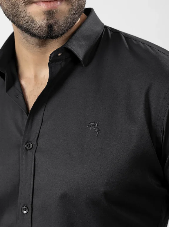 Erkek Uzun Kol Gömlek Slimfit Likralı Kumaş Pa-179 Siyah Renk PA-179-SXXL