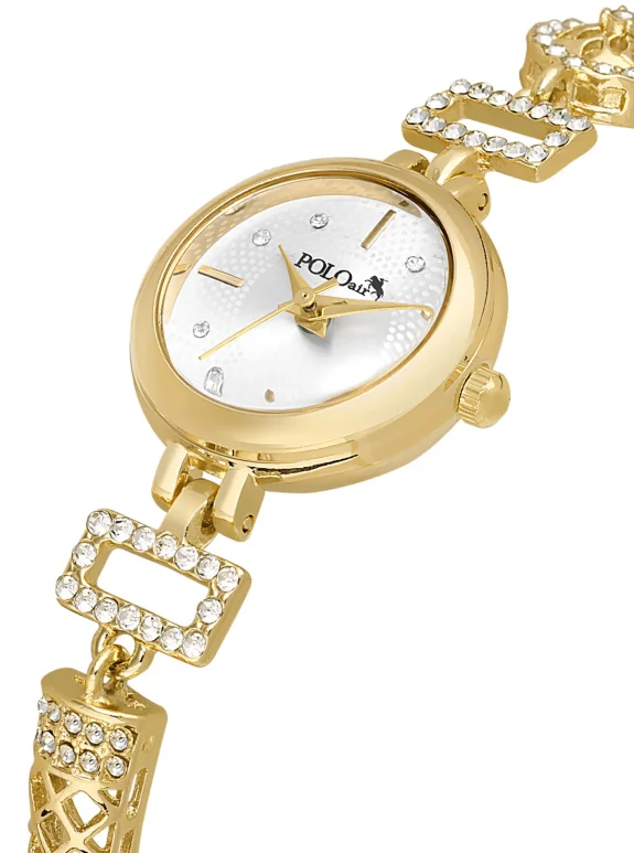 Geometrik Desen Lüx Taşlı Kadın Kol Saati Gold Renk Pl-1580B1X Altın Pl-1580B1X