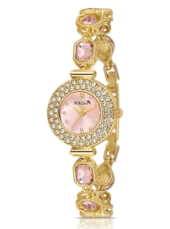 Geometrik Pembe Kristal Taş Kordon Gold Renk Pl-1578B3X Altın Pl-1578B3X